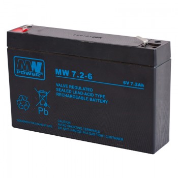 AGM akumuliatorius „MW Power MW 7,2-6“, 6 V, 7,2 Ah, skirtas UPS „APC“, „Ever Fideltronic“, signalizacijoms ir svarstyklėms