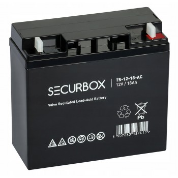 AGM „Securbox 18-12“ akumuliatorius, 12 V, 18 Ah, skirtas UPS, apšvietimui, žaislams, valtims, telekomunikacijoms
