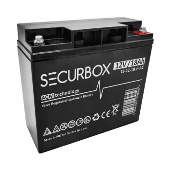 AGM „Securbox 18-12i“ 12 V, 18 Ah akumuliatorius, skirtas UPS, apšvietimui, žaislams, valtims, telekomunikacijoms