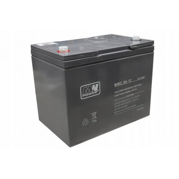 MW Power MWC 80-12 12 V 80 Ah AGM M8 priežiūros nereikalaujantis akumuliatorius, skirtas cikliniam ir buferiniam darbui