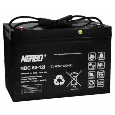 NERBO NBC 60-12i 12V 60Ah - AGM Akumuliatorius, nereikalaujantis priežiūros, skirtas cikliniam darbui
