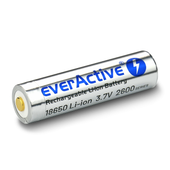 Baterija EverActive 18650 žibintuvėliams 3,7V / 2600 mAh / Li-Ion (pakraunami USB) su dėžute