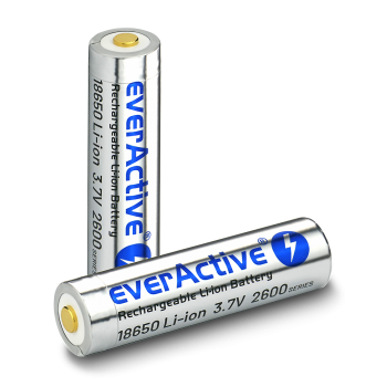 Baterija EverActive 18650 žibintuvėliams 3,7V / 2600 mAh / Li-Ion (pakraunami USB) su dėžute