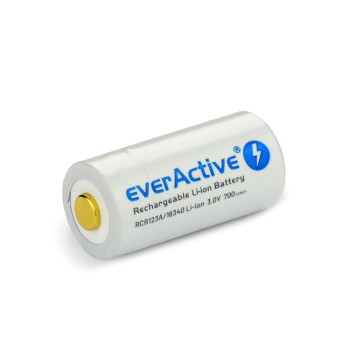 Baterija EverActive RCR123A / 16340 žibintuvėliams 3V / 700mAh / Li-Ion (pakraunami USB)