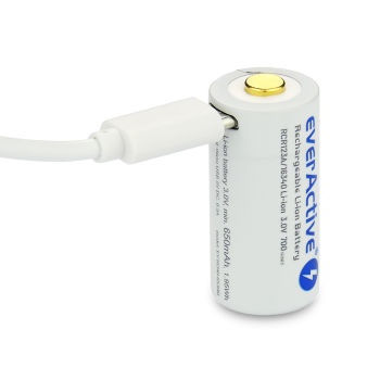 Baterija EverActive RCR123A / 16340 žibintuvėliams 3V / 700mAh / Li-Ion (pakraunami USB)