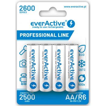 Baterijos everActive AA/R06 1,2V / 2500mAh / NiMh (pakraunami) 4 vnt.