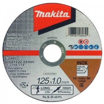 Labai smulkus pjovimo diskas 125x1x22 mm Inox Makita E-03040