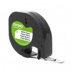 DYMO LetraTag Popierinė Juostelė 12mm x 4m / juodas ant baltos (S0721500 / S0721510) 
