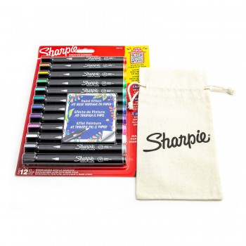 12 spalvų Sharpie Creative akrilo markerių rinkinys su dažymo maišeliu