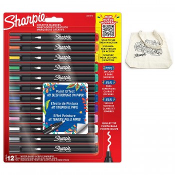 12 spalvų Sharpie Creative akrilo markerių rinkinys su maišeliu Būtybės dažymui