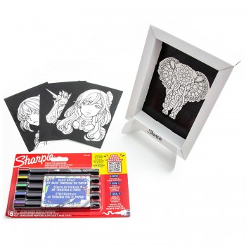 5 spalvų Sharpie Creative akrilo markerių rinkinys su spalvinimo knygele