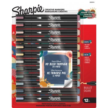Kūrybiniai „Sharpie“ akriliniai žymekliai, šiltų spalvų (kūginis antgalis), 12 vnt. – 2223316