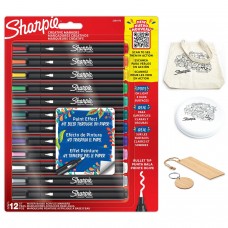 „Sharpie“ akriliniai žymekliai, 12 spalvų + priedai: knygų žymeklis, maišelis, raktų pakabukas