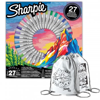 Sharpie Fine Top 27 dalių rinkinys su dažų maišeliu