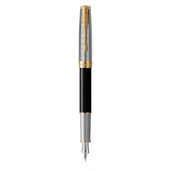 Parker Sonnet Premium Metal ir Black rašiklio rinkinys dėžutėje su dovanų maišeliu