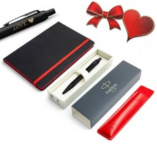 PARKER IM Achromatic Black tušinukas su graviūra, komplektas su užrašų knygute Valentino dienos dovana