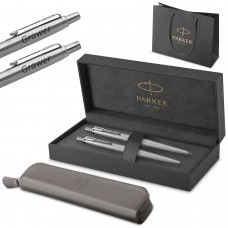 Parker Jotter nerūdijančio plieno CT pieštukų ir tušinukų rinkinys su graviūra / dėklas ir maišelis Dovanų rinkinys