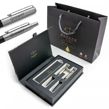 Parker Jotter Originals kalėdinis rinkinys, juodas tušinukas su graviravimu