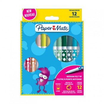 Plaunami flomasteriai PaperMate 12 spalvų- 2166507