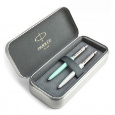 Parker Jotter Originals Mint ir Pearl Tušinukų dovanų rinkinys su metaliniu dėklu