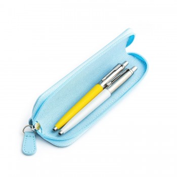 Parker Jotter Originals Yellow ir Pearl Tušinukų dovanų rinkinys su mėlynu dėklu