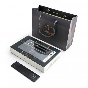 Parker Sonnet Black GT tušinuko ir tušinukų rinkinys su dovanų maišeliu ir dėklu
